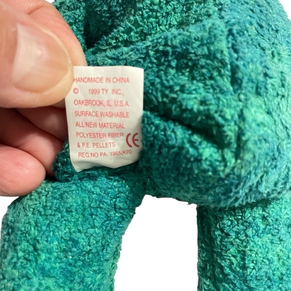 Ty Wallace Beanie Baby 1999 – Green Bear with Plaid Scarf – Collectible Plush - Picture 8 of 12